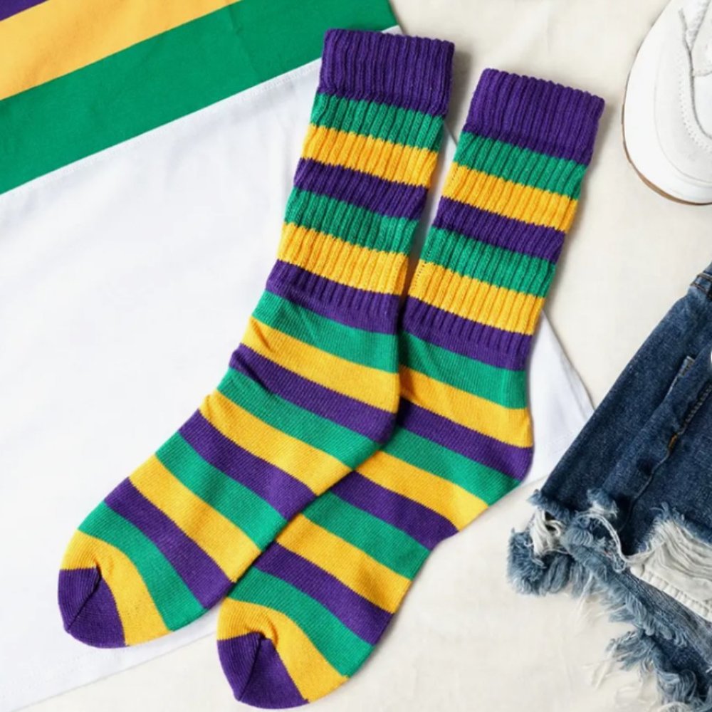 Mardi Gras Slouch Socks